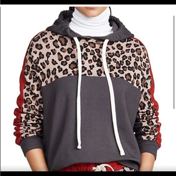 Authentic MONROW Animal Print Pullover Hoodie Size L - Picture 2 of 4